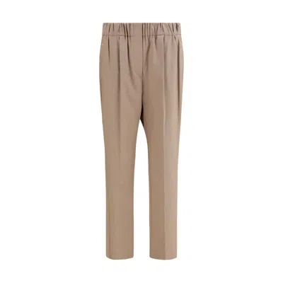Brunello Cucinelli Beige Cotton Casual Pants In Brown