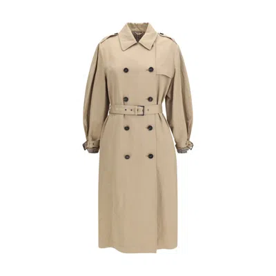 Brunello Cucinelli Belted Trench Coat In Brown