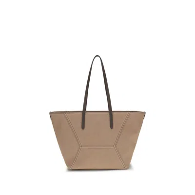Brunello Cucinelli Beige Cotton Handbag In Brown