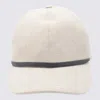 Brunello Cucinelli Curved Brim Panelled Textured Top Button Hat In Beige