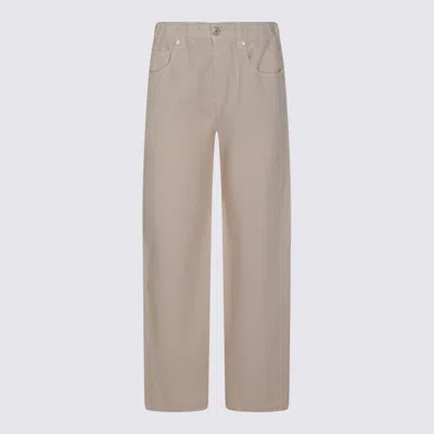 Brunello Cucinelli Beige Cotton Jeans In Brown