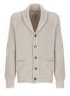 Brunello Cucinelli Beige Cotton Knitted Cardigan In Neutrals