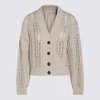 Brunello Cucinelli Sequin-detail Open-knit Cardigan In Beige