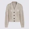Brunello Cucinelli Sequin-detail Open-knit Cardigan In Beige