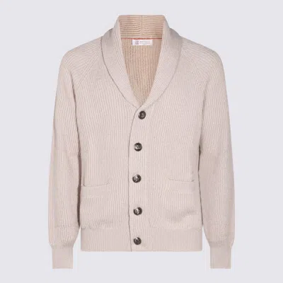 Brunello Cucinelli Sciallato Cotton Knit Cardigan In Juta