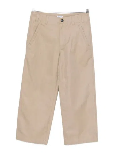 Brunello Cucinelli Beige Cotton Linen Pants In Orange