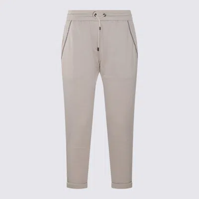 Brunello Cucinelli Beige Cotton Pants In Quarzo