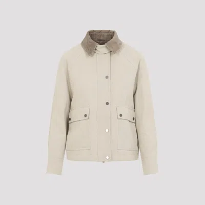 Brunello Cucinelli Beige Cotton Parka Jacket In Neutral