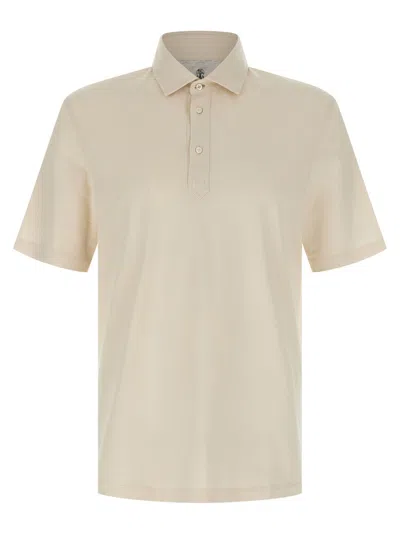 BRUNELLO CUCINELLI BEIGE COTTON POLO SHIRT