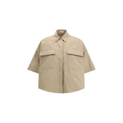 Brunello Cucinelli Beige Cotton Shortsleeve Shirt In Brown