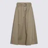 Brunello Cucinelli Stretch Cotton Long Skirt With Maxi Hem In Beige