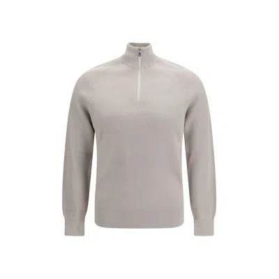 Brunello Cucinelli Beige Cotton Sweatshirt In Gray