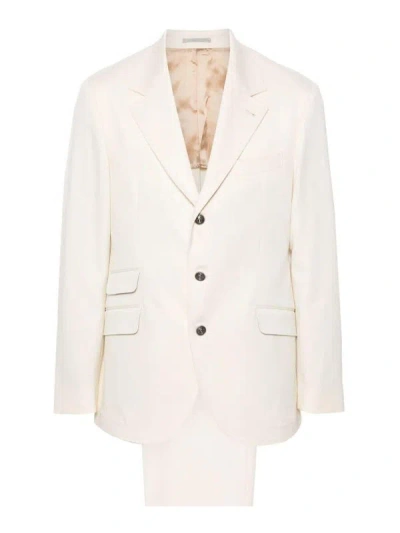 Brunello Cucinelli Notch-lapel Tailored Suit In Neutral