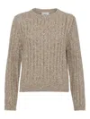 Brunello Cucinelli Textured Ribbed Sweater With Shimmering Threads In Gray