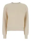 Brunello Cucinelli Beige Crewneck Sweater With Dropped Shoulders In Cotton Woman In Neutrals