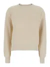 Brunello Cucinelli Beige Crewneck Sweater With Dropped Shoulders In Cotton Woman In Beige