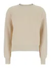 Brunello Cucinelli Beige Crewneck Sweater With Dropped Shoulders In Cotton Woman In Beige
