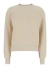 Brunello Cucinelli Beige Crewneck Sweater With Dropped Shoulders In Cotton Woman In Multicolor