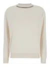 Brunello Cucinelli Embellished Ribbed Sweater In Beige