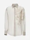 Brunello Cucinelli Sheer Fabric Embroidered Shirt With Pointed Collar