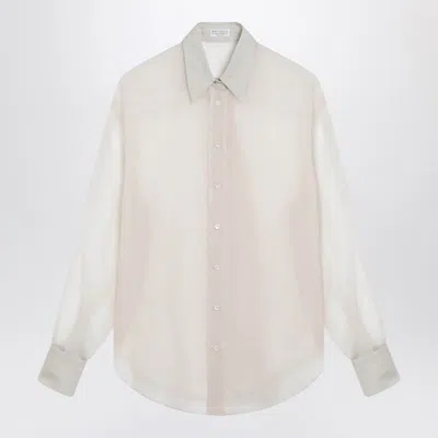 BRUNELLO CUCINELLI BRUNELLO CUCINELLI BEIGE CRISPY SILK SHIRT WITH MONILE DETAIL
