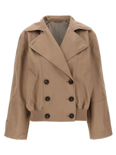 BRUNELLO CUCINELLI BEIGE CROPPED CABAN