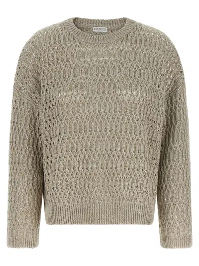 BRUNELLO CUCINELLI BEIGE DAZZLING BRAIDS SWEATER