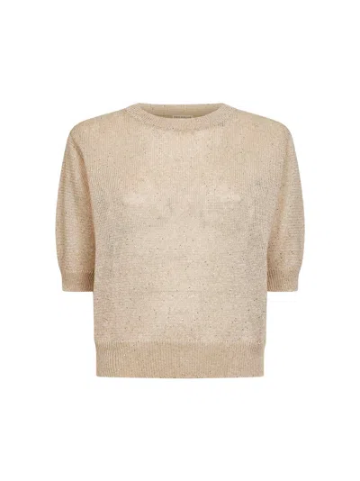 Brunello Cucinelli Women Beige Dazzling Cotton Sweater In Brown