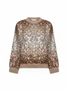 Brunello Cucinelli Beige Dazzling Dégradé Embroidery Sweater In Neutral