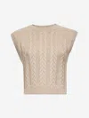 Brunello Cucinelli Women Beige Dazzling Double Cable Knit Vest