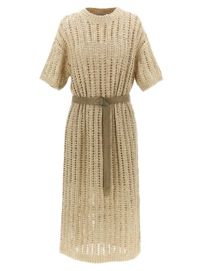 BRUNELLO CUCINELLI BEIGE DAZZLING DRESS