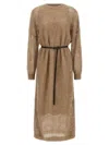 Brunello Cucinelli Women Mohair Blend Long Dress With Sequins In Black
