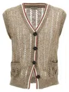 Brunello Cucinelli Dazzling Ribbed Net Gilet Beige In Beige