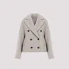Brunello Cucinelli Beige Double-breasted Short Coat With Wide Revers In Wool And Cashmere Woman In Brown