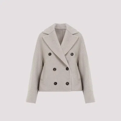 Brunello Cucinelli Beige Db Couture Wool Coat In Nude & Neutrals