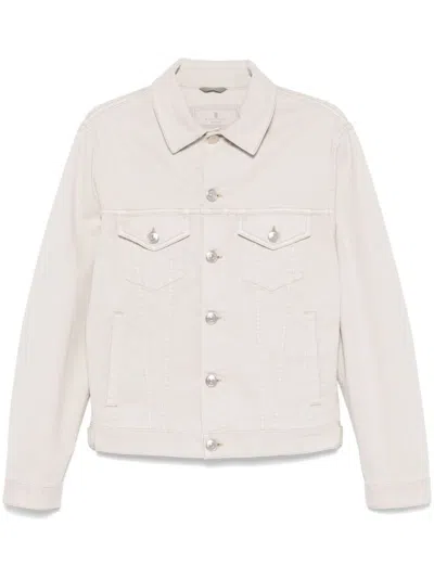 BRUNELLO CUCINELLI BEIGE DENIM JACKET WITH POCKETS