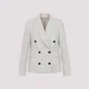 Brunello Cucinelli Double Breasted Wool And Cashmere Jacket In White