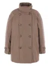 Brunello Cucinelli Women Doule Breasted Down Jacket In Brown