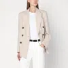 Brunello Cucinelli Beige Double-breasted Jacket In Wool And Cashmere