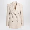 Brunello Cucinelli Beige Double-breasted Jacket In Wool And Cashmere Women In Neutral