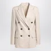 Brunello Cucinelli Beige Double-breasted Jacket In Wool And Cashmere Women In Neutral