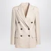 Brunello Cucinelli Beige Double-breasted Jacket In Wool And Cashmere Women In Neutral