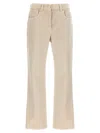 Brunello Cucinelli Loose Trousers In Garment-dyed Comfort Denim With Shiny Tab In Nude