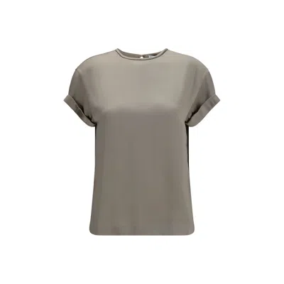 Brunello Cucinelli Beige Elastane Blouse In Green