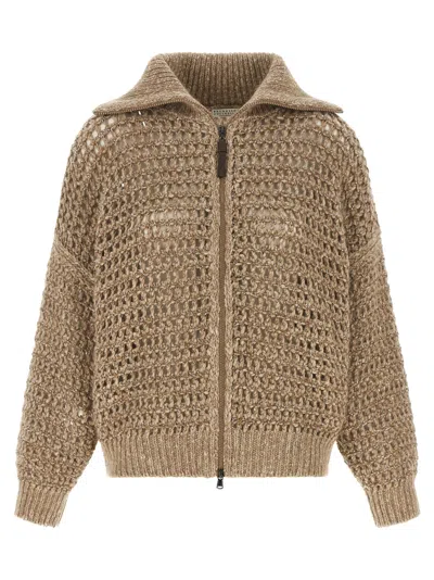 Brunello Cucinelli Beige Elastane Women's Cardigan