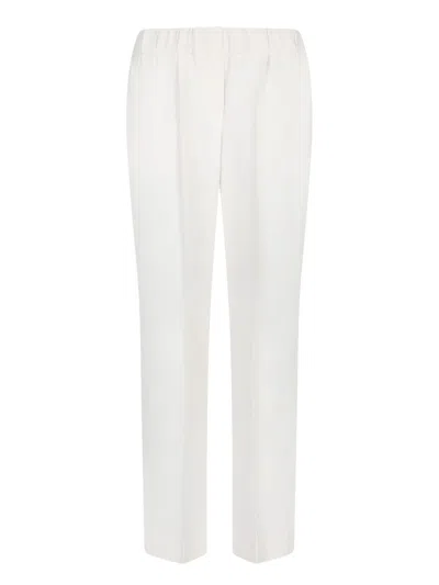 Brunello Cucinelli Beige Elastic Cady Trousers In White