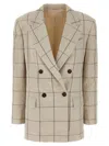 Brunello Cucinelli Checkered Double-breasted Blazer With Embroidery