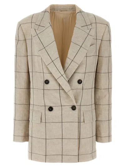 BRUNELLO CUCINELLI BEIGE EMBROIDERY BLAZER