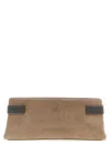 Brunello Cucinelli Essence Rectangular Suede Pouch Top Handle In Brown