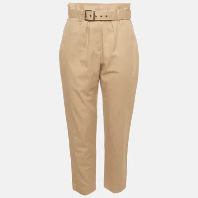 Pre-owned Brunello Cucinelli Beige Gabardine Belted Pants M In Sand